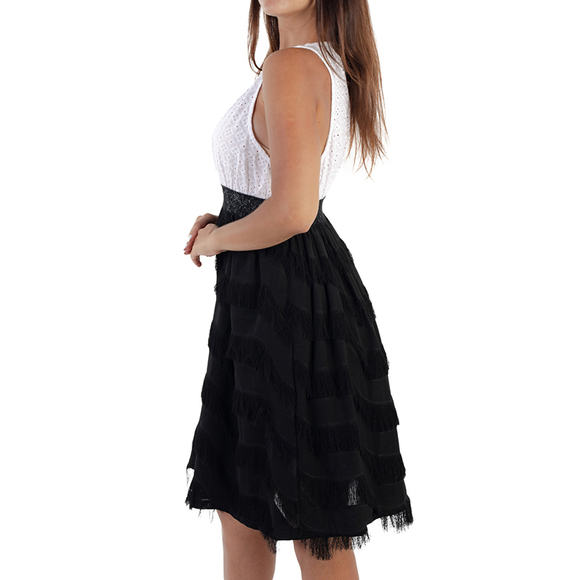 ELMAS PHIL BLACK, WHITE DRESS | WOMENS SIZE L - Picture 3 of 5